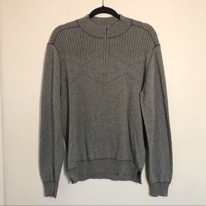 Agave Denim Gray Statton Double-Knit Zip Mock Neck Lightweight Sweater Medium